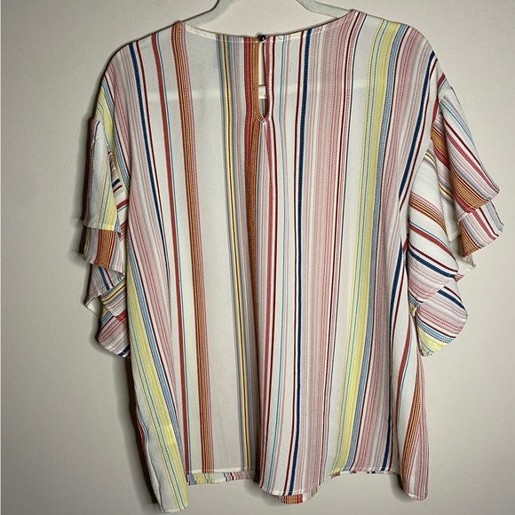 Bobeau multi striped short sleeve top - Picture 3 of 8